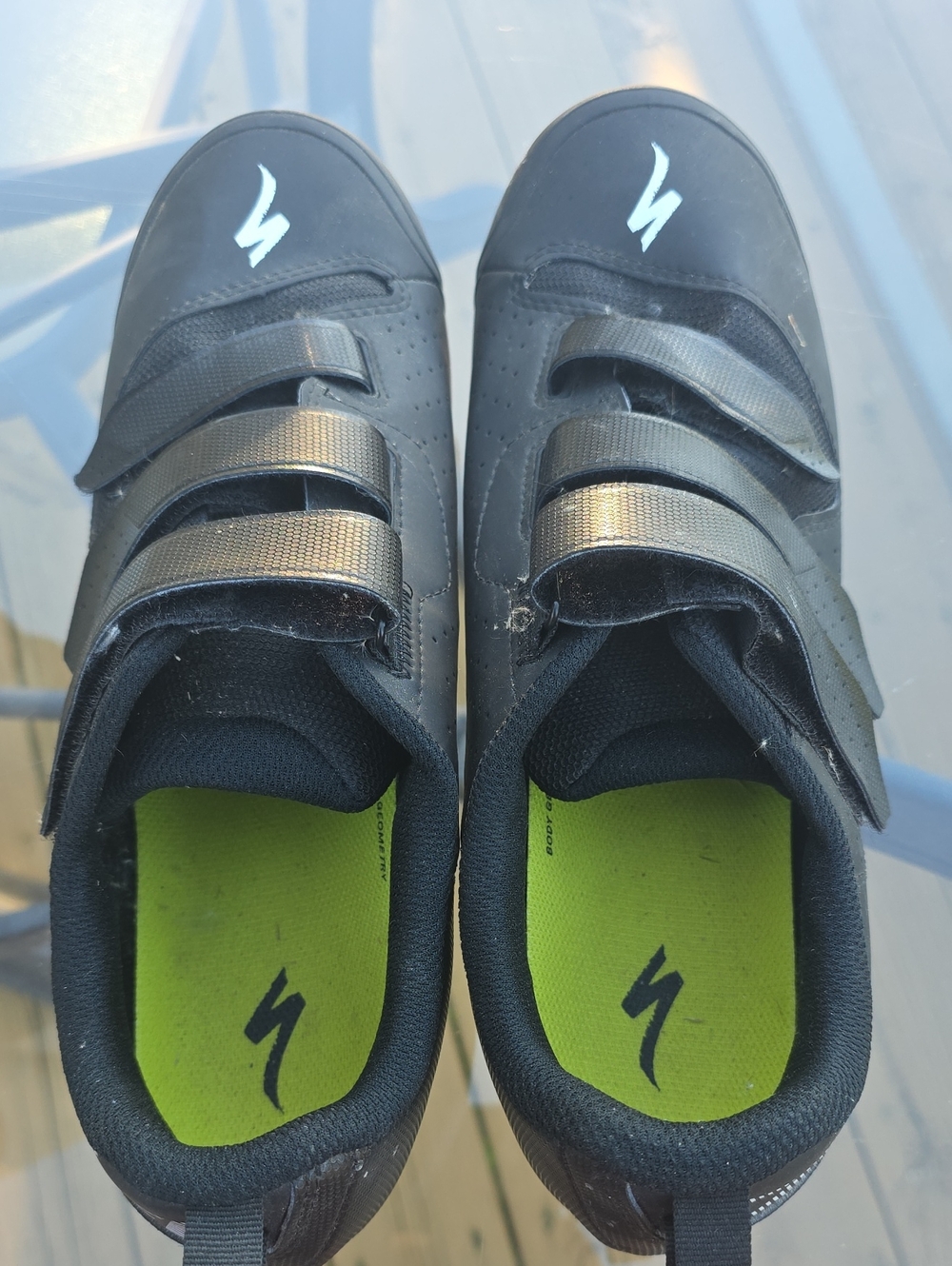 Specialized Mens Black Cycling Sneakers with Lime Green Insoles 10.5
